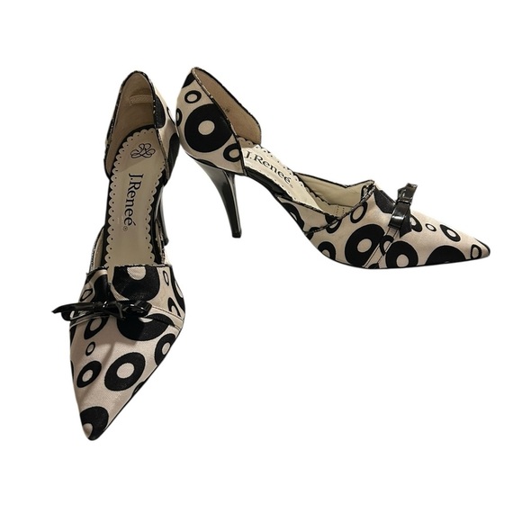 J.Renee Black & White Size 7.5 Bow Tie Pointed Toe High Heels W D’Orsay - Picture 1 of 6